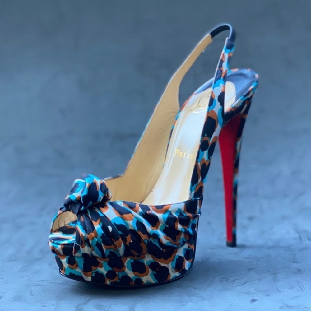 CHRISTIAN LOUBOUTIN silk/satin platform heels